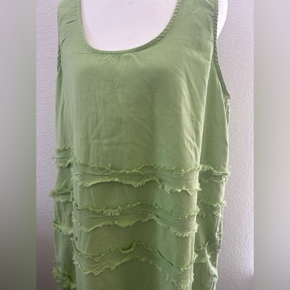 ASHLEY STEWART Green Sleeveless Layered Dress LINEN.It doesn't have a size tag - Picture 5 of 10